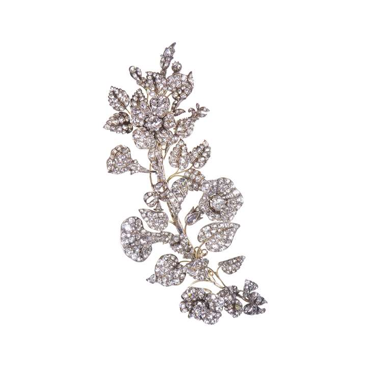 19th century diamond tremblant spray brooch